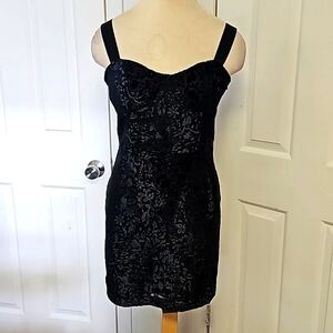 House of Harlow purple velvet floral Burn Out fabric Side zipper Baby Doll Small